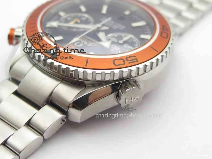 0320 Sophisticated Planet Ocean Master Chronometer Chrono SS OM 1:1 Best Edition Orange On SS Bracelet A 8156